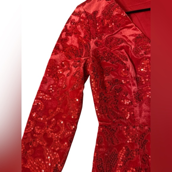 Venus, red velvet sparkly holiday dress, size 4 - Picture 4 of 6